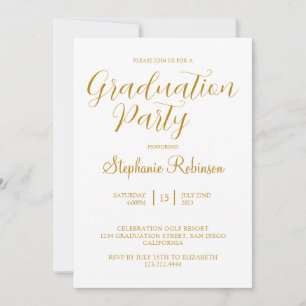 Invitation Gold Script Moderne Calligraphie Partie de Graduat