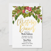 Invitation Gold Script moderne Noël Dîner fête (Devant)