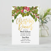 Invitation Gold Script moderne Noël Dîner fête (Debout devant)