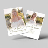 Invitation Gold Script Photo Graduation Party