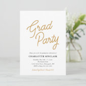 Invitation Gold Script Simple Budget Grad Party (Debout devant)