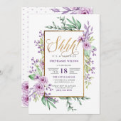 Invitation Gold Script Watercolor Surprise fête d'anniversair (Devant / Derrière)