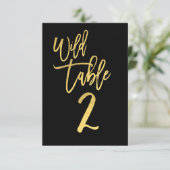 Invitation Gold Script Wild Birthday Party Table Numéro 2 (Debout devant)