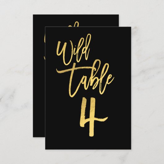 Invitation Gold Script Wild Birthday Party Table Numéro 4 (Devant / Derrière)