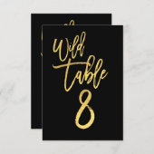 Invitation Gold Script Wild Birthday Party Table Numéro 8 (Devant / Derrière)