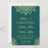 Invitation Gold Sea Green Henna Mehndi Islamic Wedding (Devant)