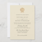 Invitation Gold Seashell Elegant Ocean Beach mariage (Devant)