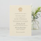 Invitation Gold Seashell Elegant Ocean Beach mariage (Debout devant)