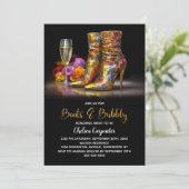 Invitation Gold Sequin Boots and Bubbly Bridal Shower (Debout devant)