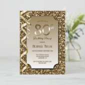 Invitation Gold Sequins 80e fête d'anniversaire (Debout devant)