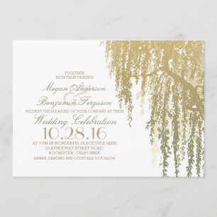 Invitation Gold Shades Willow Tree Mariage élégant