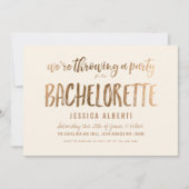 Invitation Gold Shimmer Chic Bachelorette Party (Devant)