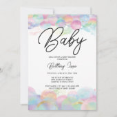 Invitation Gold Shimmer et bulle Rainbow 1er Baby shower (Devant)