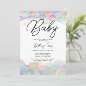 Invitation Gold Shimmer et bulle Rainbow 1er Baby shower (Debout devant)