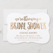 Invitation Gold Shimmer Papier moderne douche nuptiale Invita (Devant)