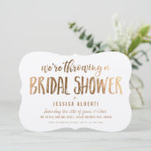 Invitation Gold Shimmer Papier moderne douche nuptiale Invita (Debout devant)
