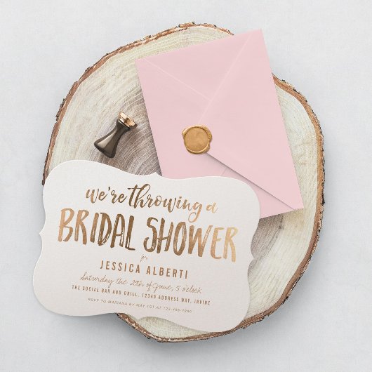 Invitation Gold Shimmer Papier moderne douche nuptiale Invita