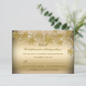 Invitation Gold Shimmer Snowflake Noël Fête RSVP (Debout devant)