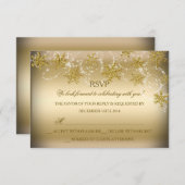 Invitation Gold Shimmer Snowflake Noël Fête RSVP (Devant / Derrière)