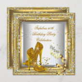 Invitation Gold Silver Anniversaire Fête de haute hauteur Cha (Devant / Derrière)
