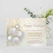 Invitation Gold Silver Baubles Stars Light Chic Holiday Party (Debout devant)