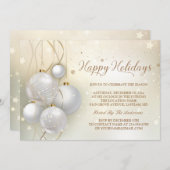 Invitation Gold Silver Baubles Stars Light Chic Holiday Party (Devant / Derrière)