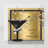 Invitation Gold Silver Black Martini fête d'anniversaire (Devant)