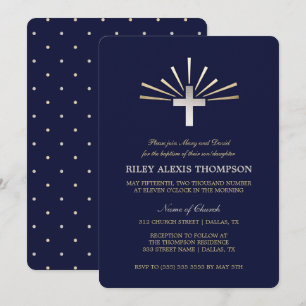 Invitation Gold Silver & Blue Baptism