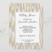 Invitation Gold Silver Chic Glam Glitzy Stripes Baby Shower (Devant / Derrière)