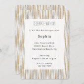 Invitation Gold Silver Chic Glam Glitzy Stripes Birthday (Devant / Derrière)
