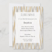 Invitation Gold Silver Chic Glam Glitzy Stripes Birthday (Devant)