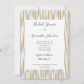 Invitation Gold Silver Chic Glam Glitzy Stripes Bridal Shower (Devant)