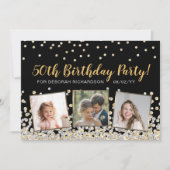 Invitation Gold Silver Confetti Photo Collage 50e anniversair (Devant)