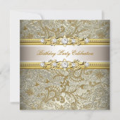 Invitation Gold Silver Cream Embossée look élégant Party (Devant)