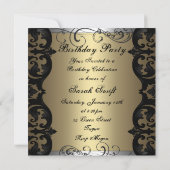 Invitation Gold & Silver Damask Sweet 16 Anniversaire Invitat (Dos)