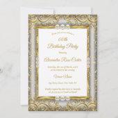 Invitation Gold Silver Grey White Pearl Photo Anniversaire (Devant)