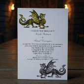 Invitation Gold Silver Medieval Dragon Wedding