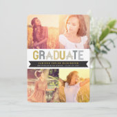 Invitation Gold Silver Rubon Graduate Photo Party (Debout devant)