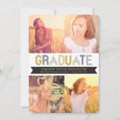 Invitation Gold Silver Rubon Graduate Photo Party (Devant)
