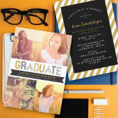 Invitation Gold Silver Rubon Graduate Photo Party
