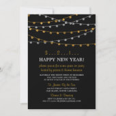 Invitation Gold & Silver String Lights Nouvel An Sove Party (Devant)