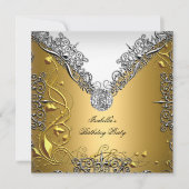 Invitation Gold Silver White Soirée d'anniversaire élégante (Devant)