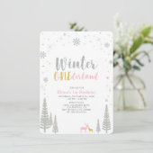 Invitation Gold & Silver Winter onederland 1ère fête d'annive (Debout devant)