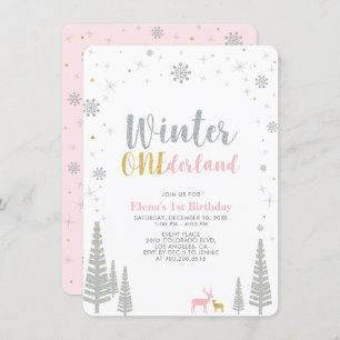 Invitation Gold & Silver Winter onederland 1ère fête d'annive