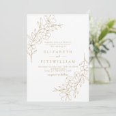 Invitation Gold Simple Cherry Blossom Mains Tirées Wreath (Debout devant)
