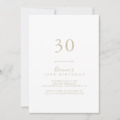 Invitation Gold Simple Minimaliste 30e anniversaire (Devant)