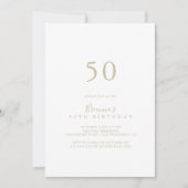 Invitation Gold Simple Minimaliste 50e anniversaire (Devant)