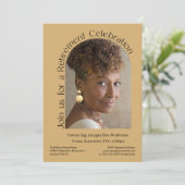 Invitation Gold Simple Photo Arch Retraite Party (Debout devant)