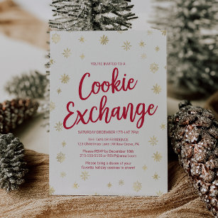 Invitation Gold Snowflake Cookie Exchange