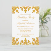 Invitation Gold Snowflake fête d'anniversaire d'hiver (Debout devant)
